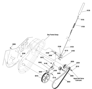Auger Drive Group Diagram and Parts List for 1696507-00-1222EED 2015 Briggs and Stratton Snow Blower